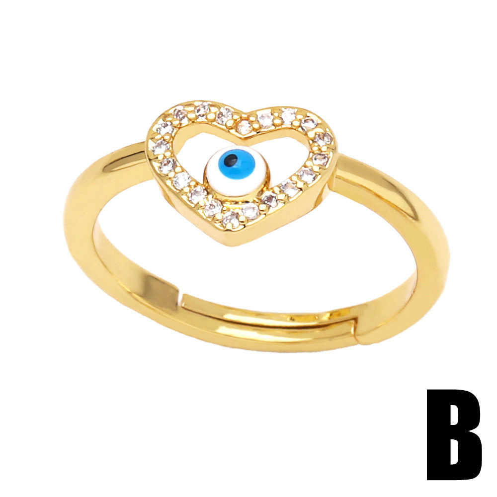 Wholesale Adjustable Devil Eye Gold Plated Copper Ring